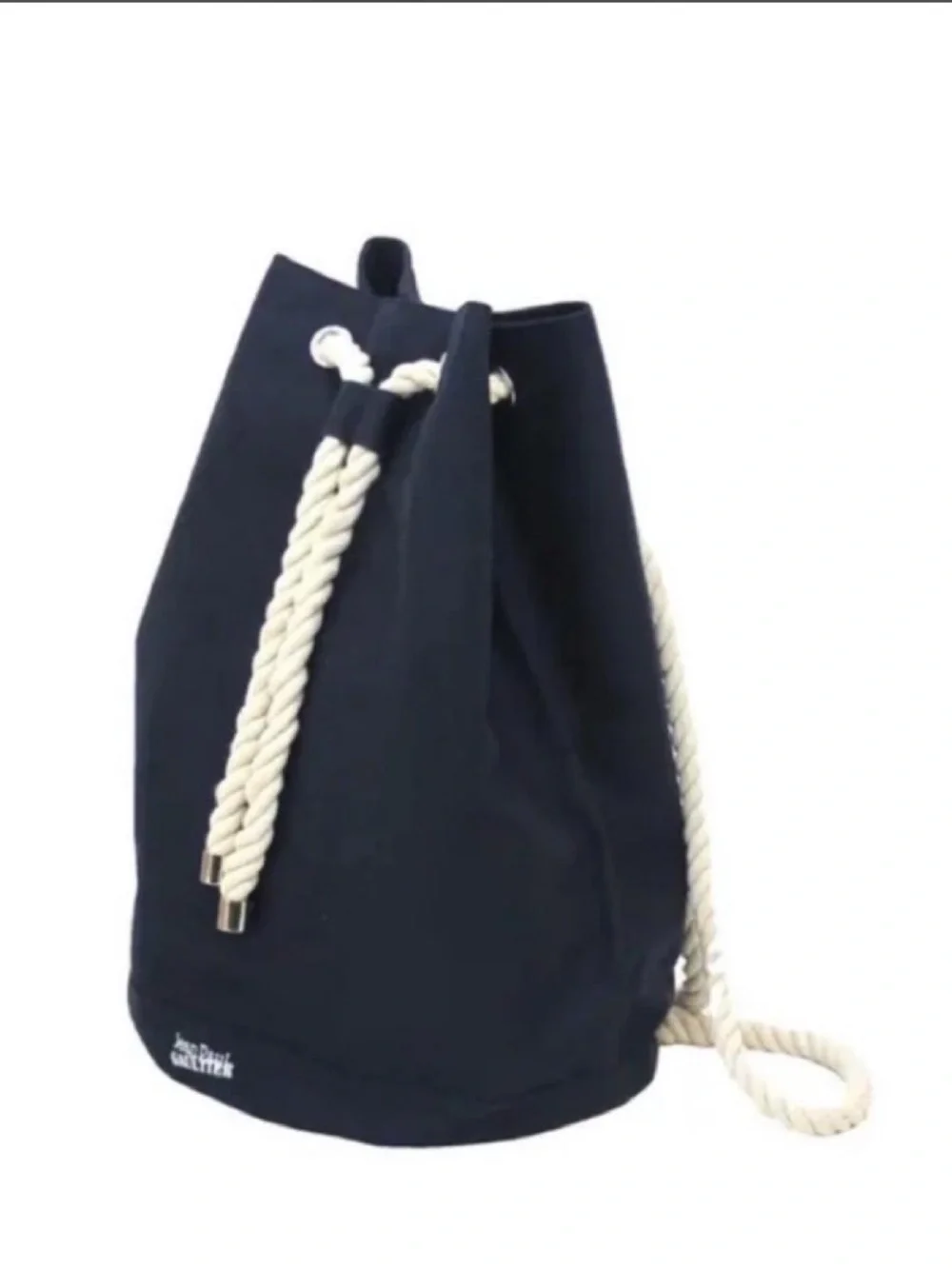 jean paul gaultier  Navy Canvas Drawstring Rope Backpack